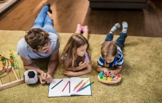 Children spending time with their father during their parenting time and visitation in Central Illinois