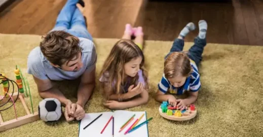 Children spending time with their father during their parenting time and visitation in Central Illinois