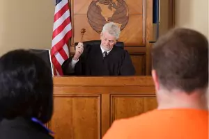 A courtroom judge is seen. Brave Law Center, P.C., works in Criminal Law in Bloomington, IL.